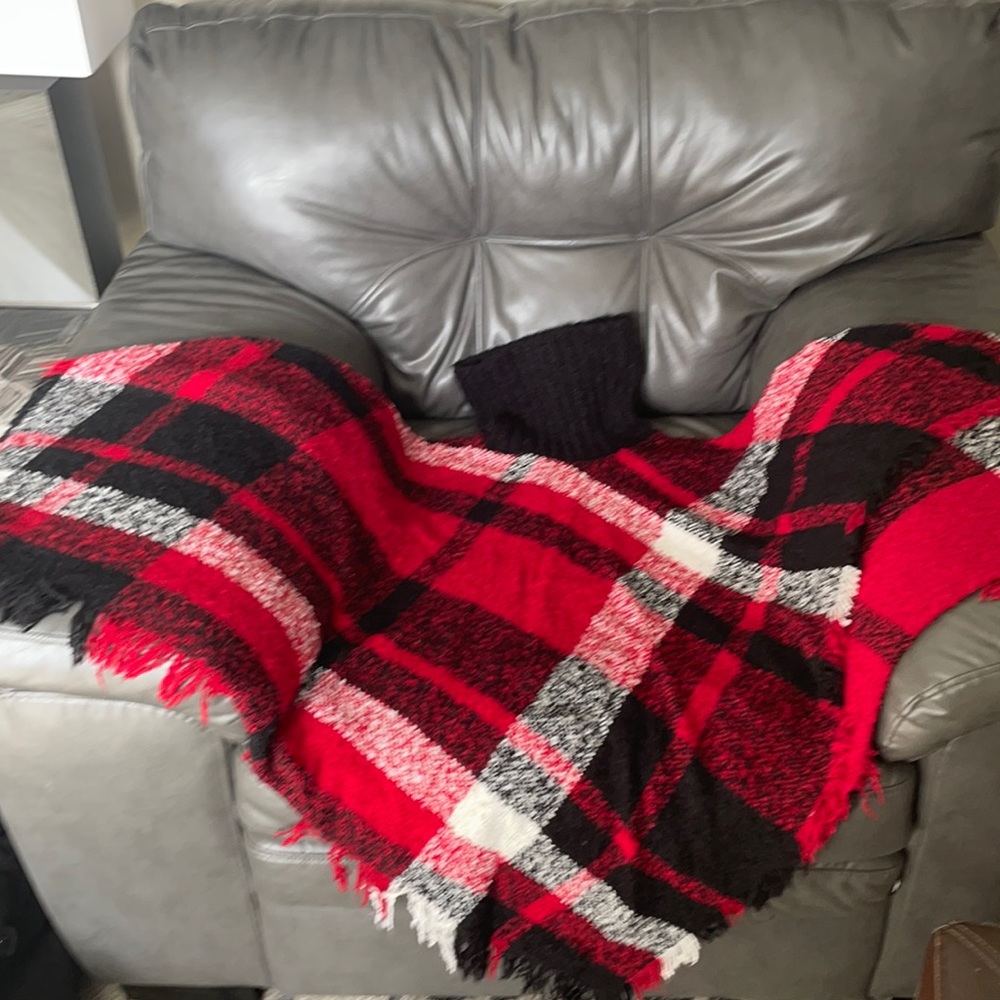 Black white and red poncho very nice